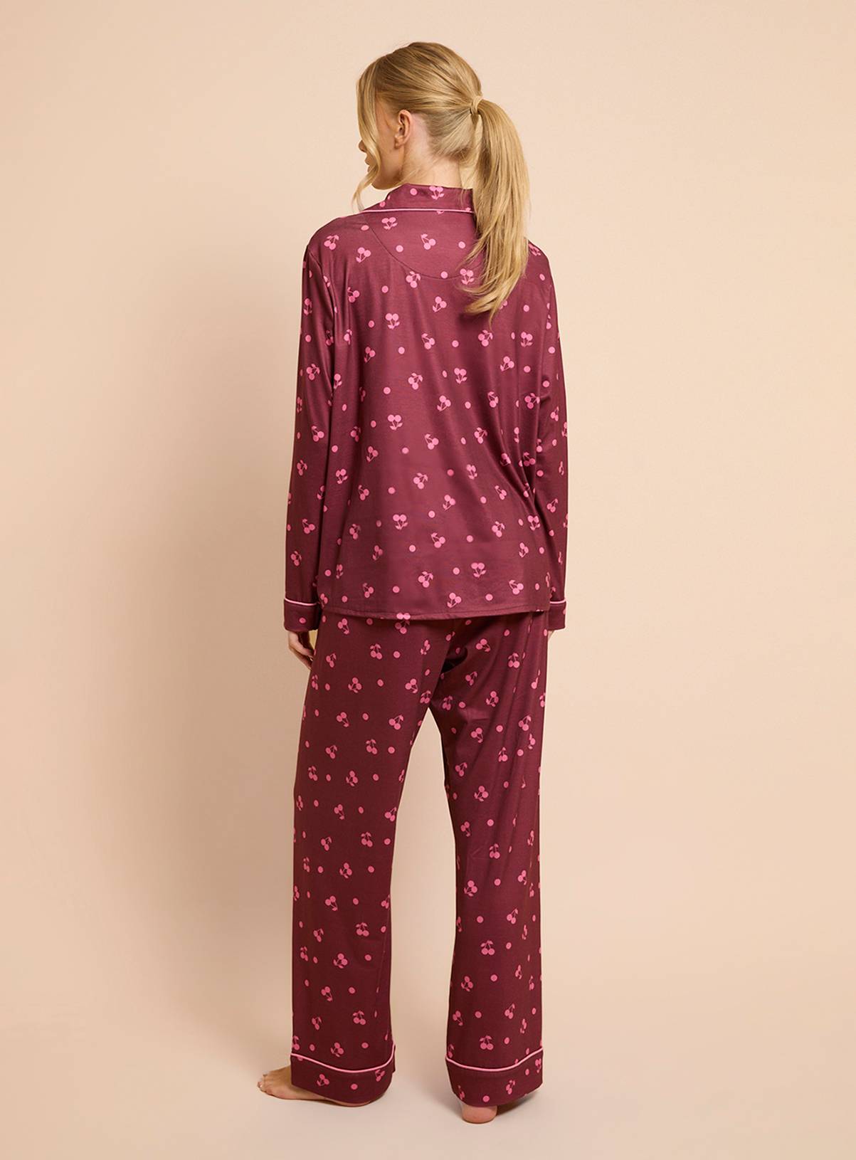 DOROTHY PERKINS Cherry Long Sleeve Jersey Pyjama Set L - Image 3