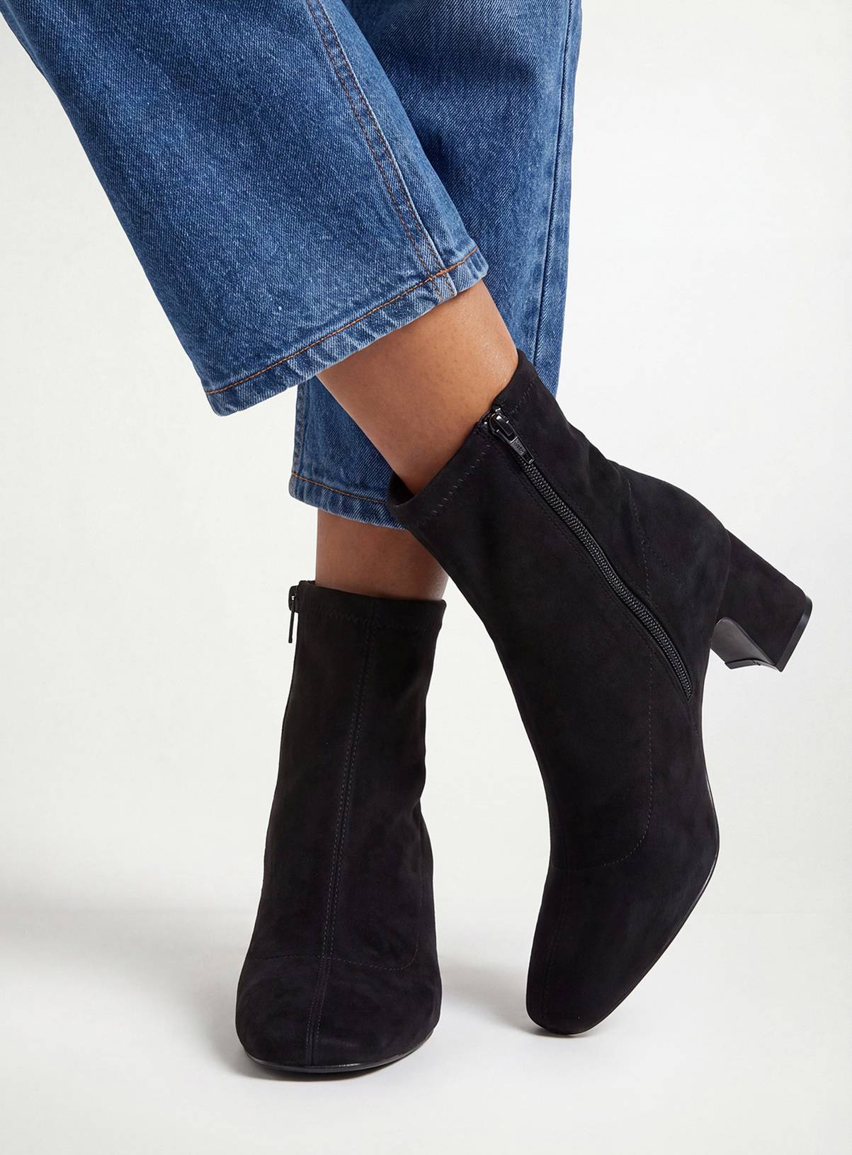 WALLIS Mindy Faux Suede Block Heel Boots 5 - Image 1