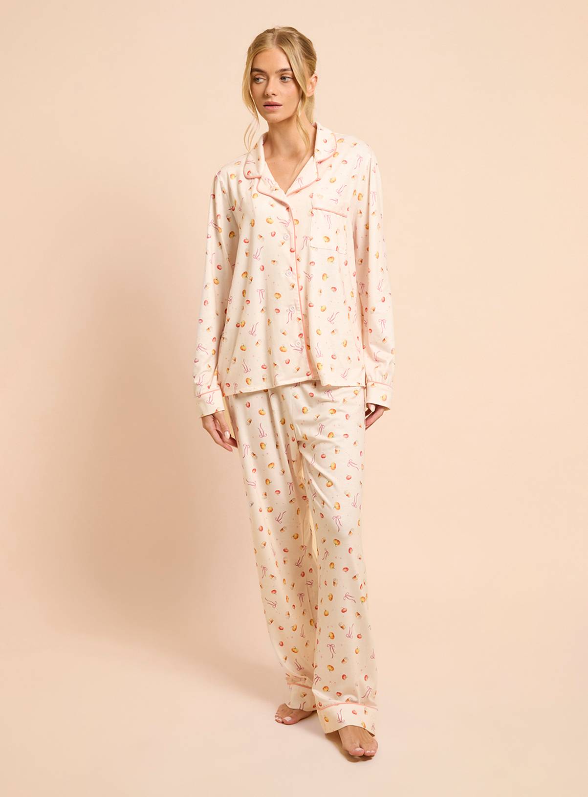 DOROTHY PERKINS Pumpkins Long Sleeve Jersey Pyjama Set M - Image 1