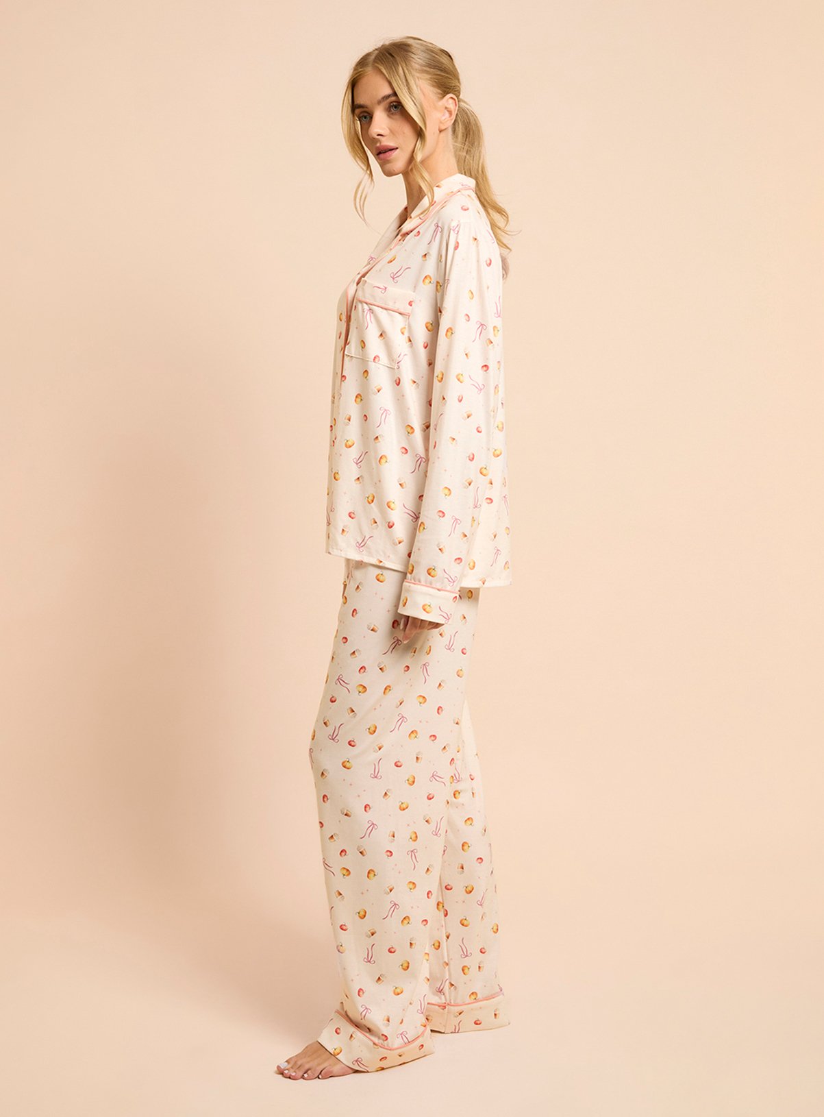 DOROTHY PERKINS Pumpkins Long Sleeve Jersey Pyjama Set M - Image 2 thumbnail