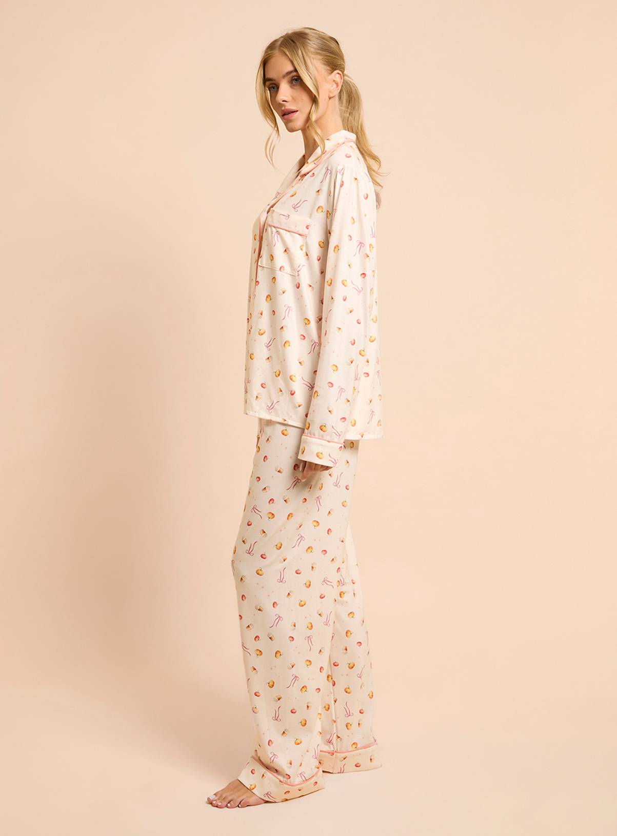 DOROTHY PERKINS Pumpkins Long Sleeve Jersey Pyjama Set M - Image 2