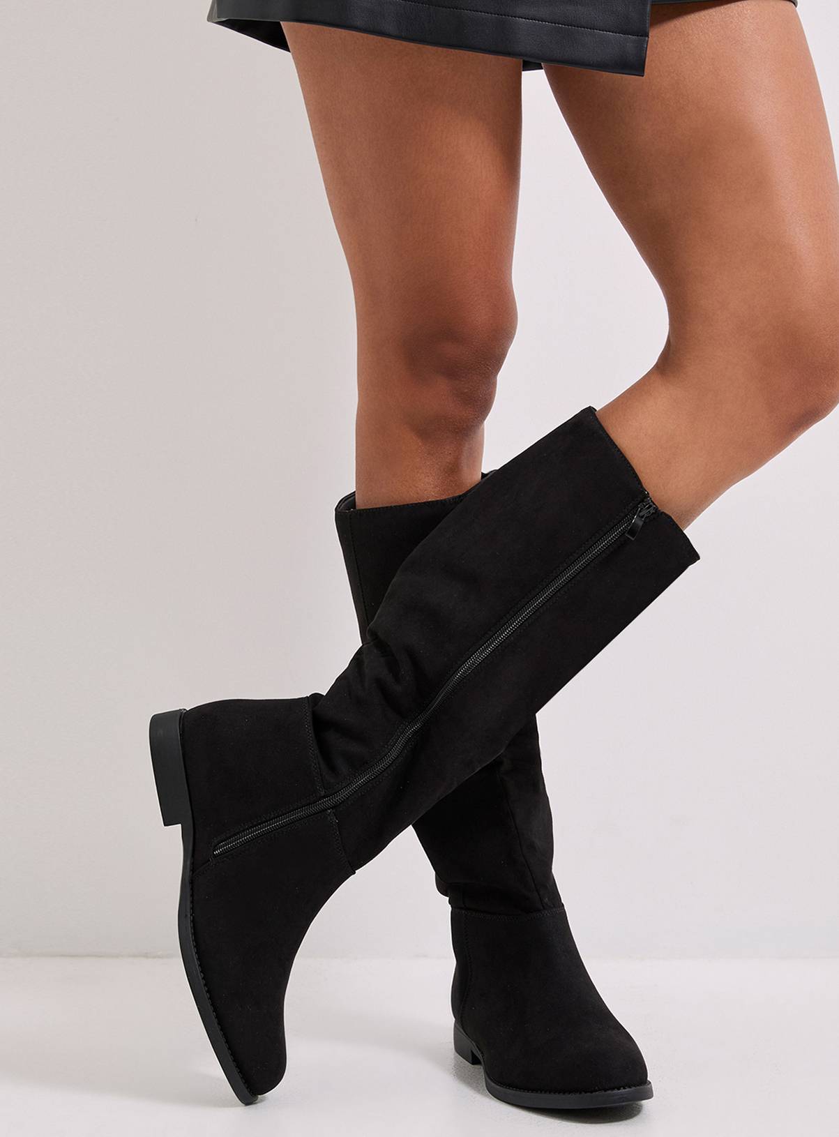 WALLIS Katri Faux Suede Block Heel Knee Boots 4 - Image 2
