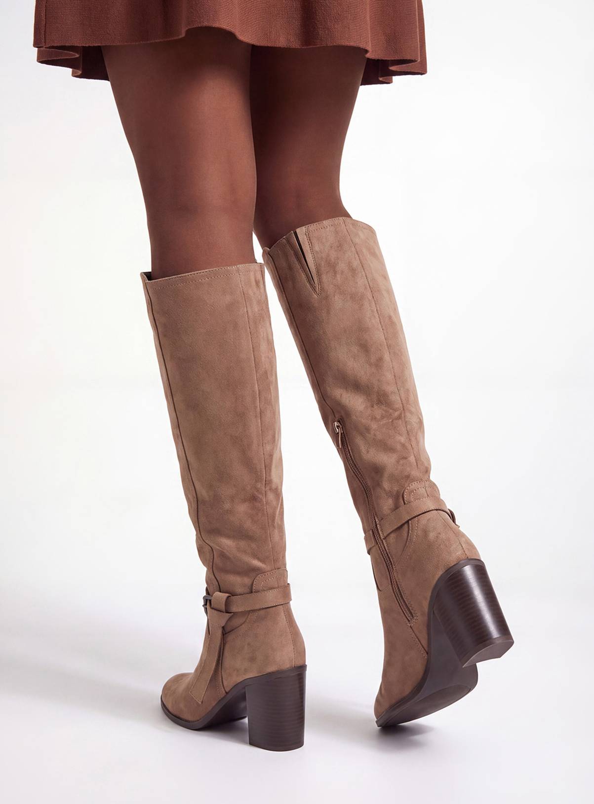 WALLIS Katri Faux Suede Block Heel Knee Boots 6 - Image 2