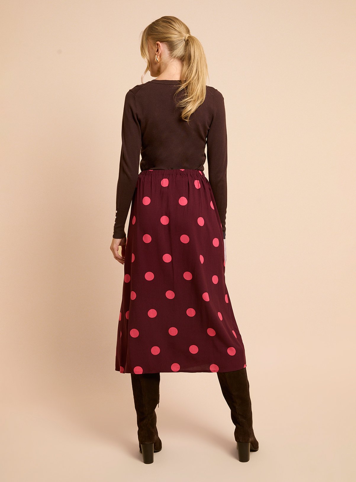 DOROTHY PERKINS Berry Spot Wrap Tie Detail Printed Midi Skirt 18 - Image 3 thumbnail