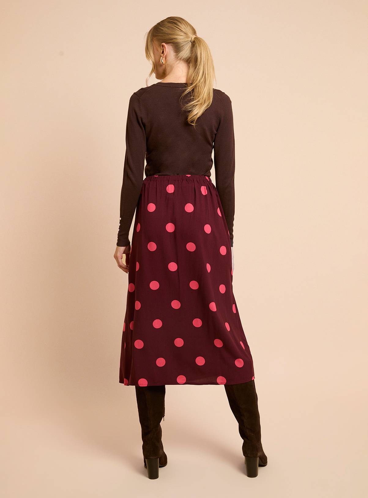 DOROTHY PERKINS Berry Spot Wrap Tie Detail Printed Midi Skirt 18 - Image 3