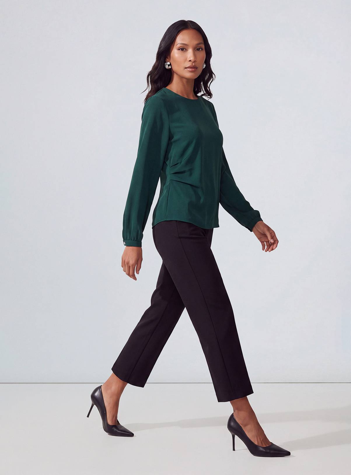 PRINCIPLES Signature Crepe Long Sleeve Draped Blouse 16 - Image 1