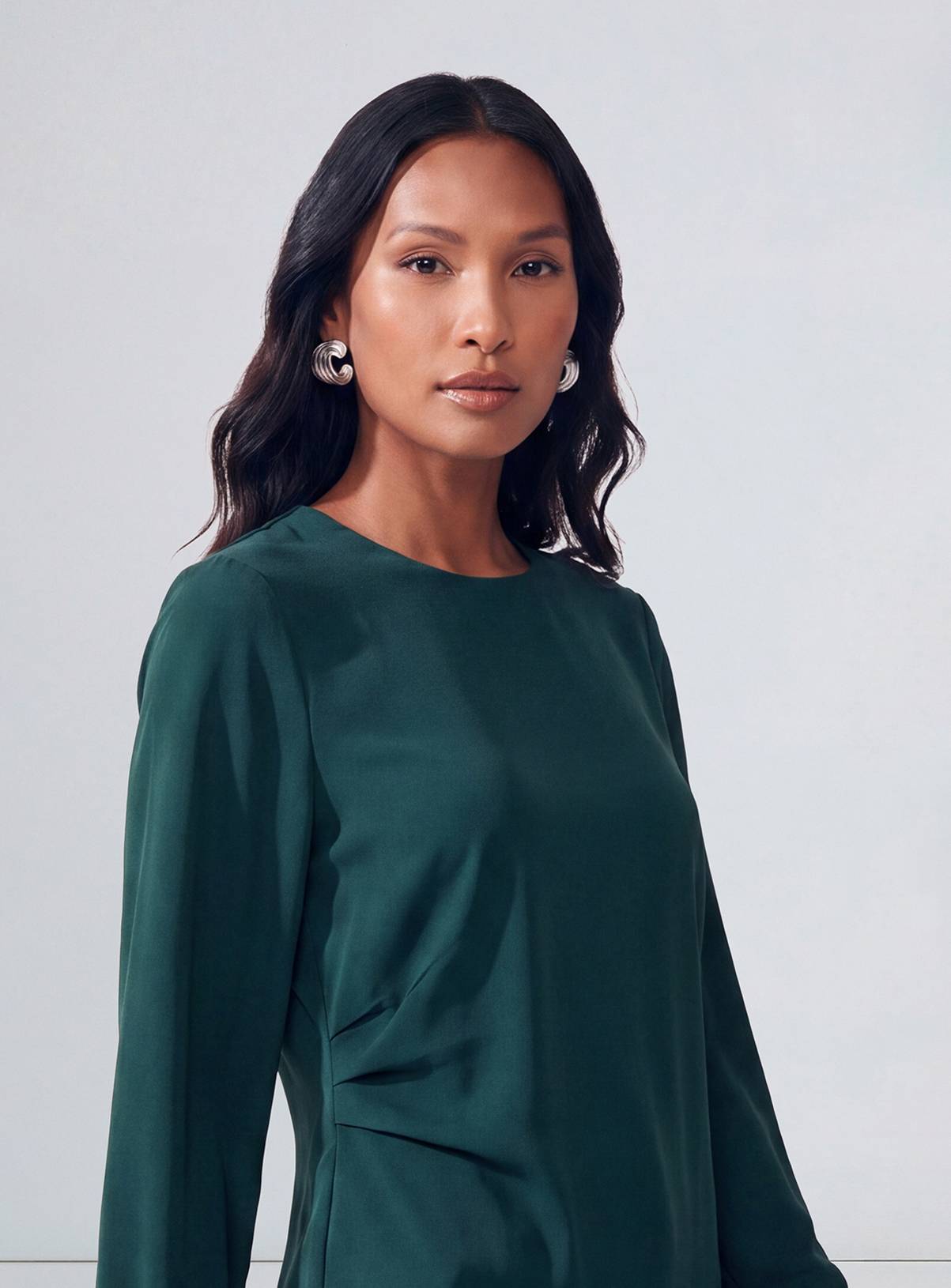 PRINCIPLES Signature Crepe Long Sleeve Draped Blouse 16 - Image 2