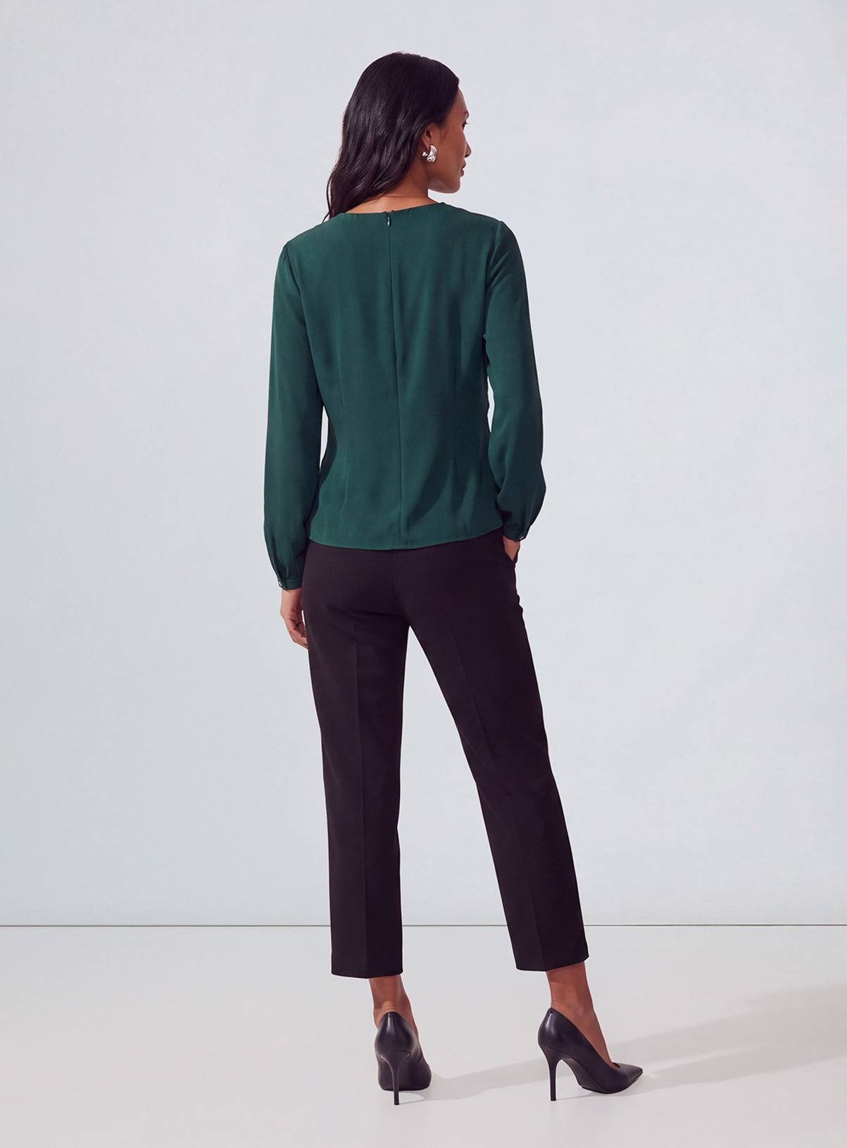 PRINCIPLES Signature Crepe Long Sleeve Draped Blouse 16 - Image 3
