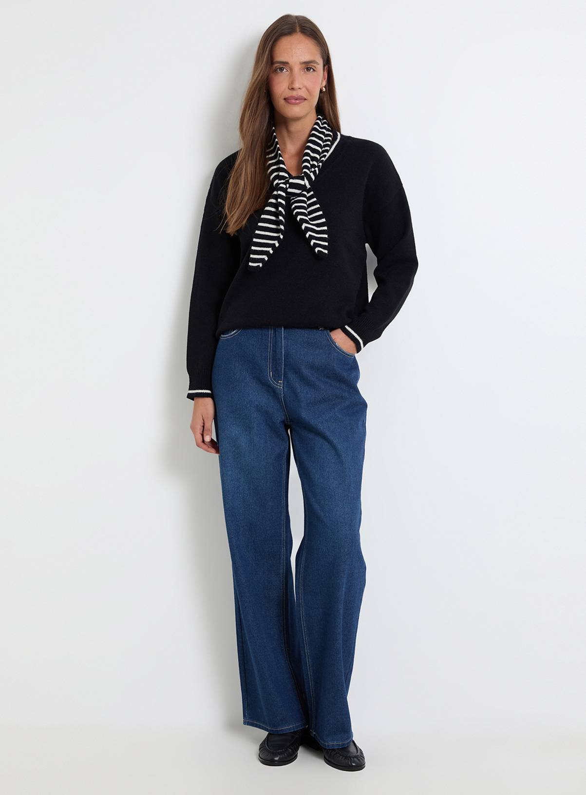 WALLIS Scarf Detail V Neck Jumper L - Image 2