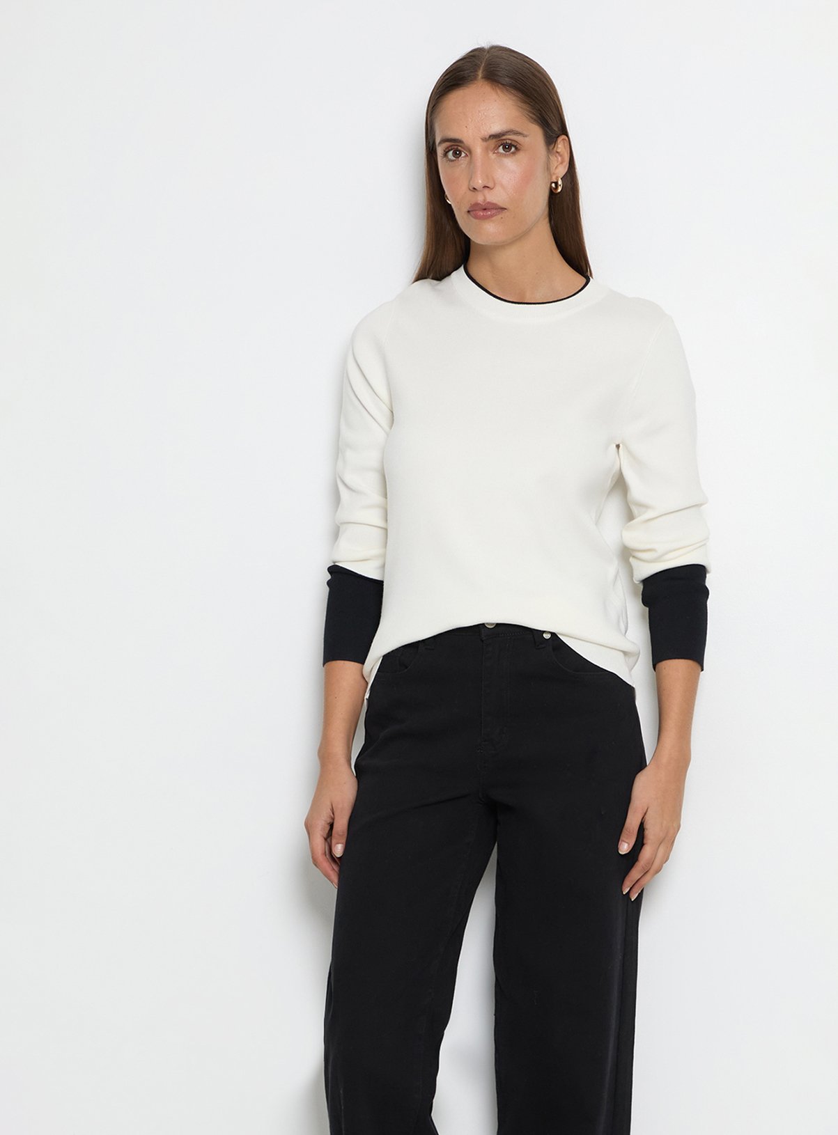 WALLIS Colour Block Crew Neck Jumper L - Image 1 thumbnail