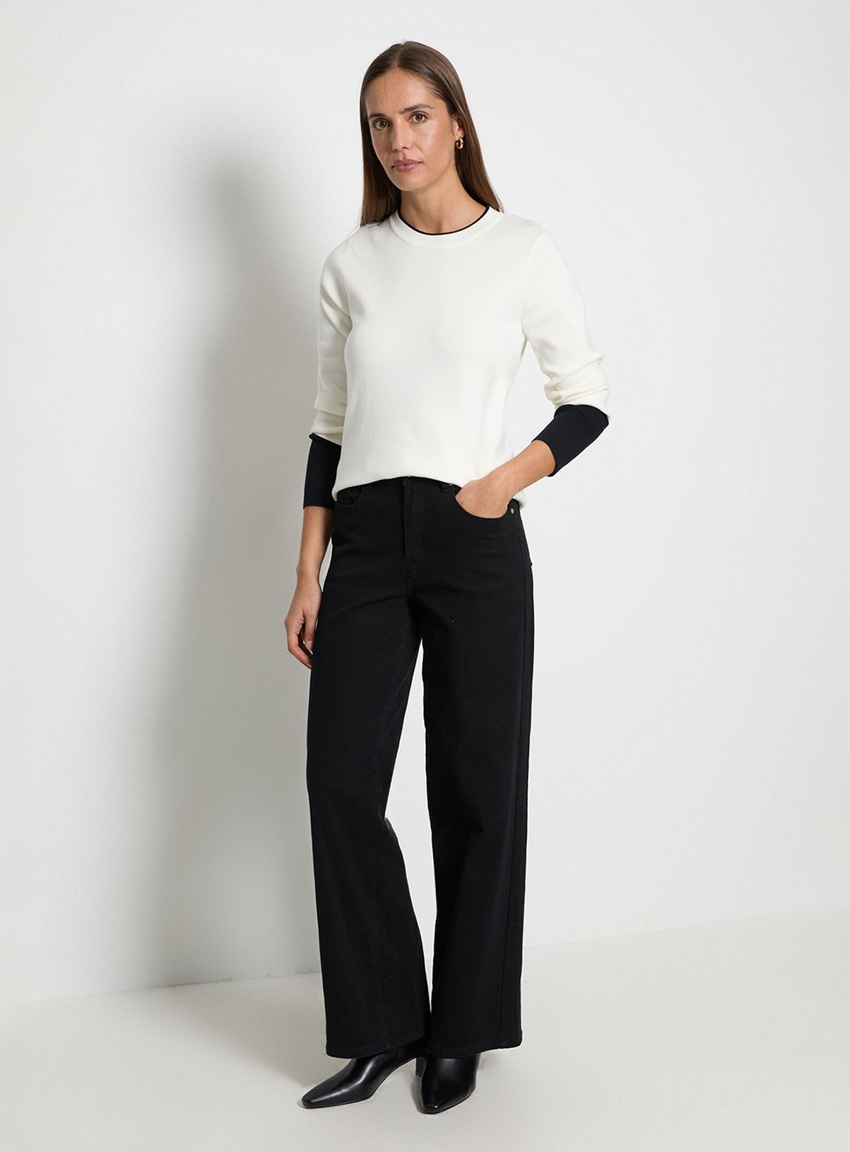 WALLIS Colour Block Crew Neck Jumper L - Image 2 thumbnail
