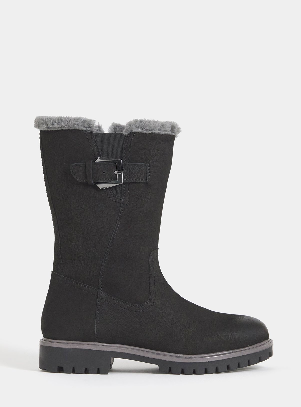 JD WILLIAMS Fur Trim Flat Calf Boot Wide Fit 7 - Image 3 thumbnail