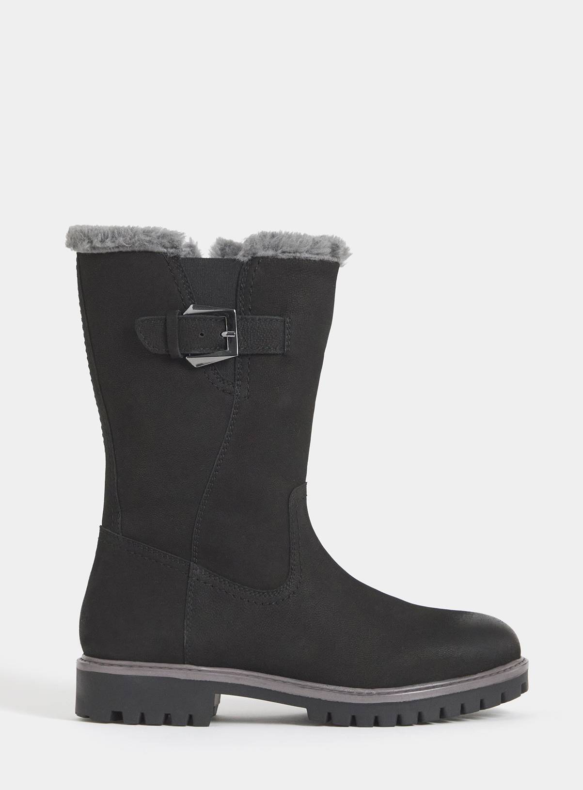 JD WILLIAMS Fur Trim Flat Calf Boot Wide Fit 7 - Image 3
