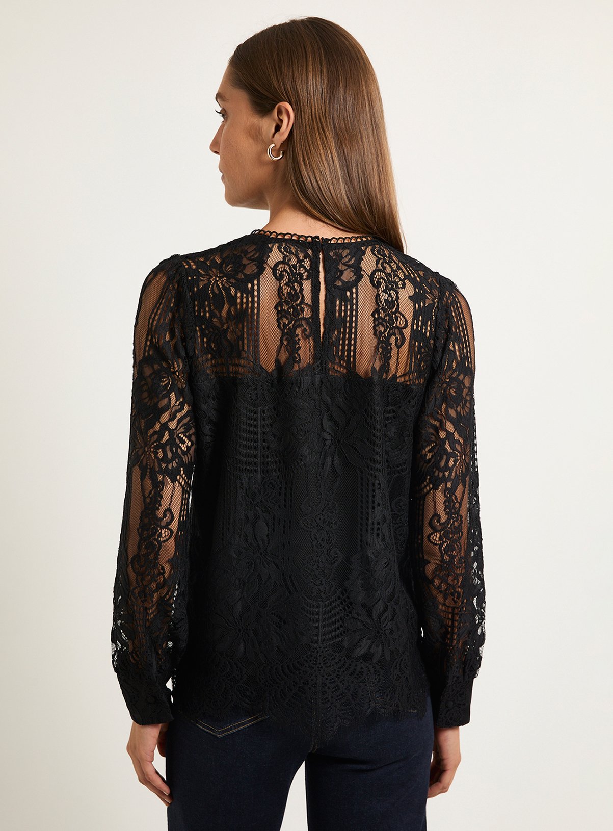 WALLIS Lace Scallop Hem Blouse 22 - Image 3 thumbnail