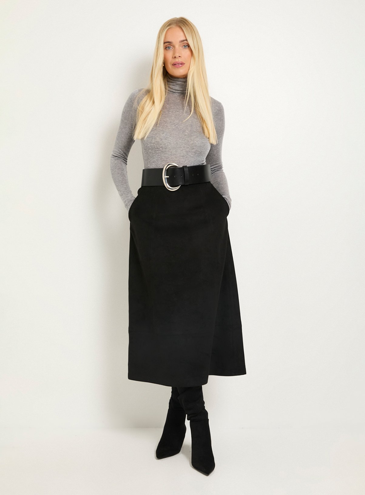WALLIS Petite Faux Suede Seam Detail Midi Skirt 12 - Image 5 thumbnail