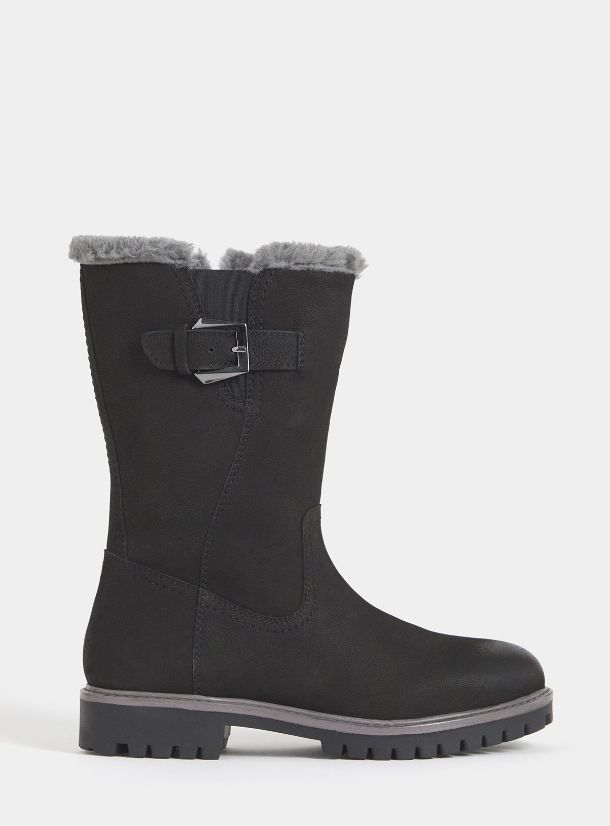JD WILLIAMS Fur Trim Flat Calf Boot Extra Wide Fit 8 - Image 3 thumbnail