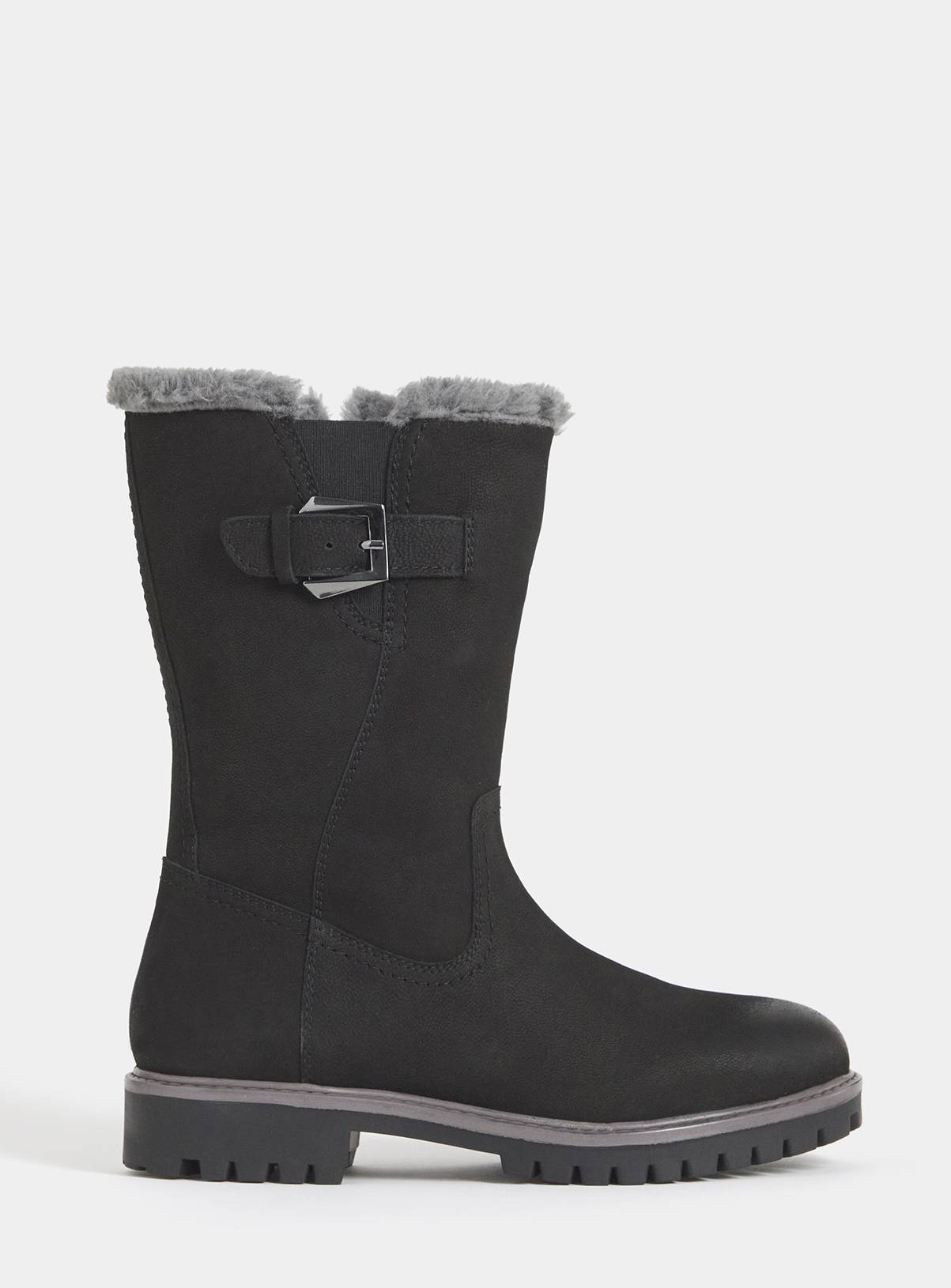 JD WILLIAMS Fur Trim Flat Calf Boot Extra Wide Fit 8 - Image 3
