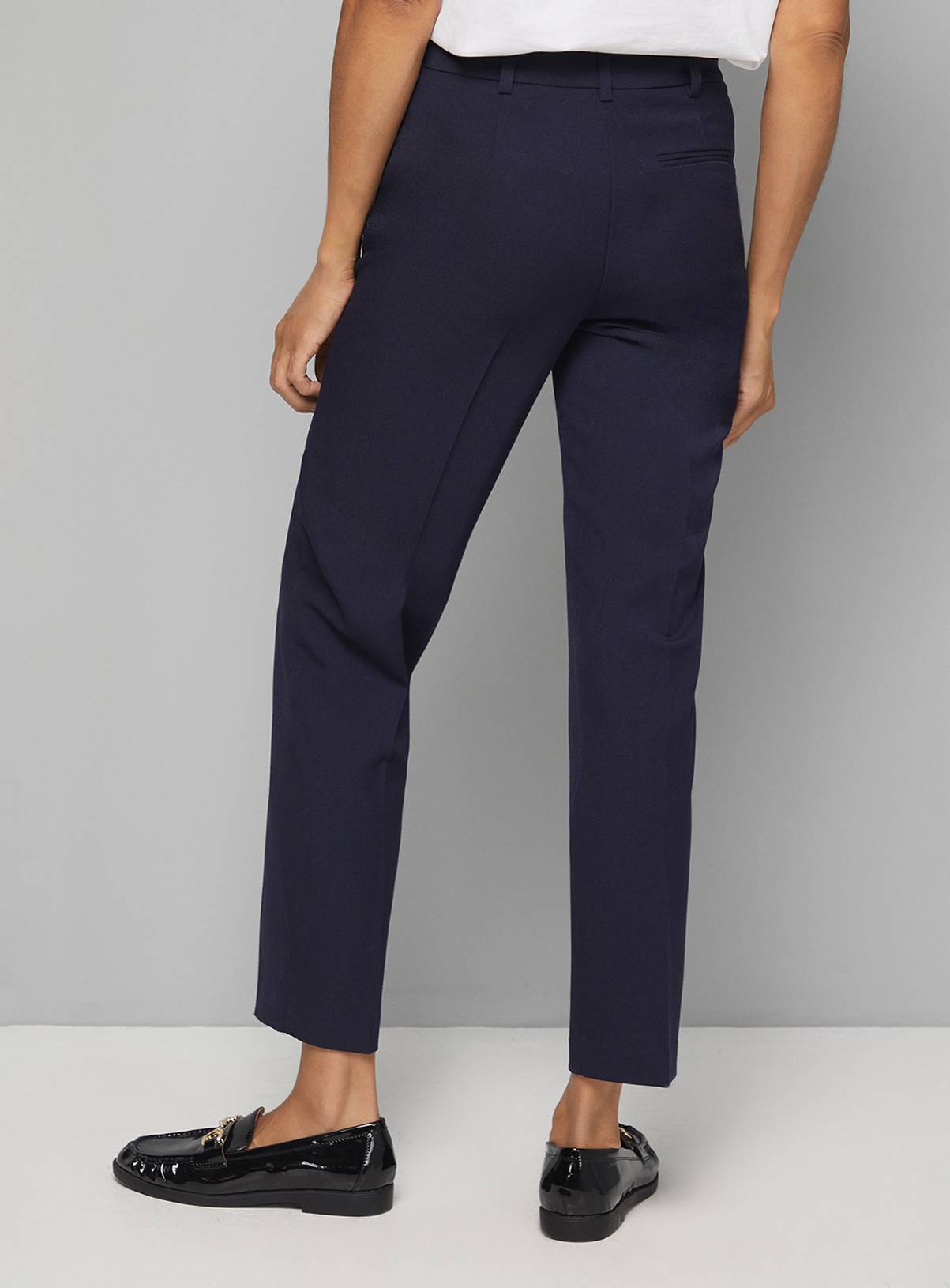 WALLIS Navy Smart Tapered Leg Trousers 16 - Image 3