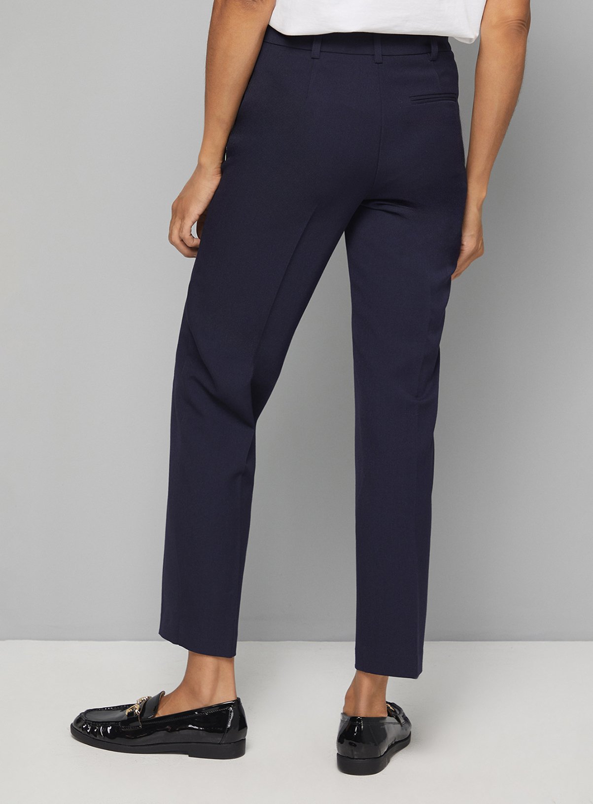WALLIS Navy Smart Tapered Leg Trousers 18 - Image 3 thumbnail