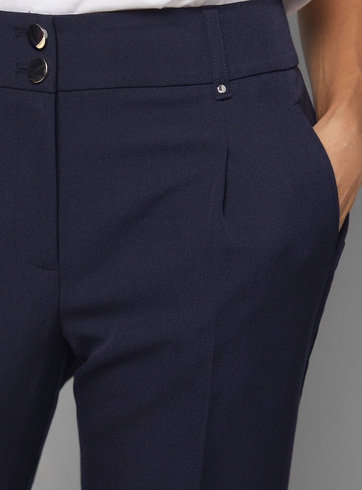WALLIS Navy Smart Tapered Leg Trousers 18 - Image 4 thumbnail