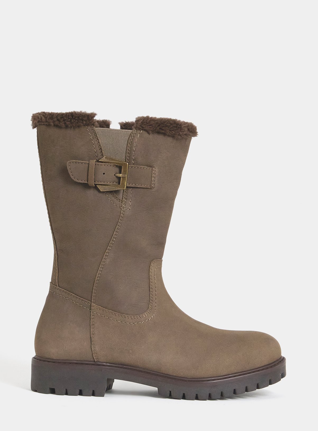 JD WILLIAMS Fur Trim Flat Calf Boot Extra Wide Fit 8 - Image 3 thumbnail