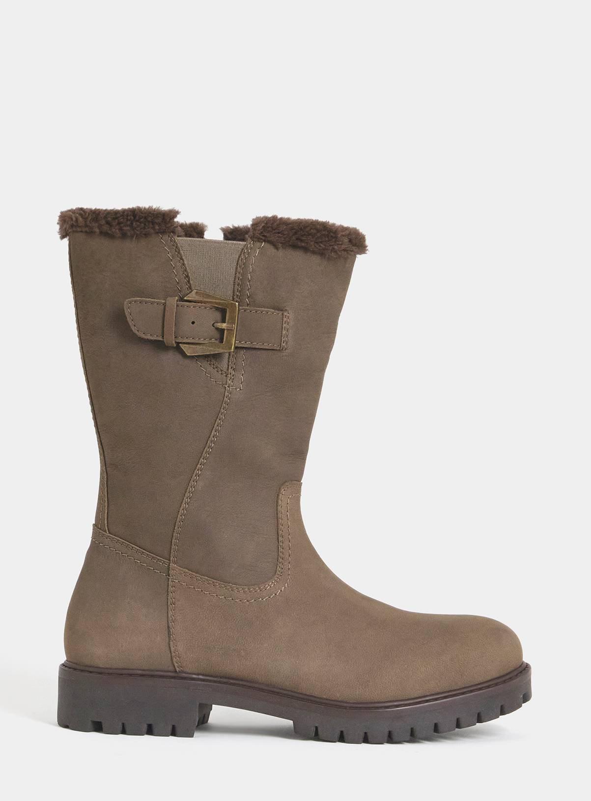 JD WILLIAMS Fur Trim Flat Calf Boot Extra Wide Fit 8 - Image 3