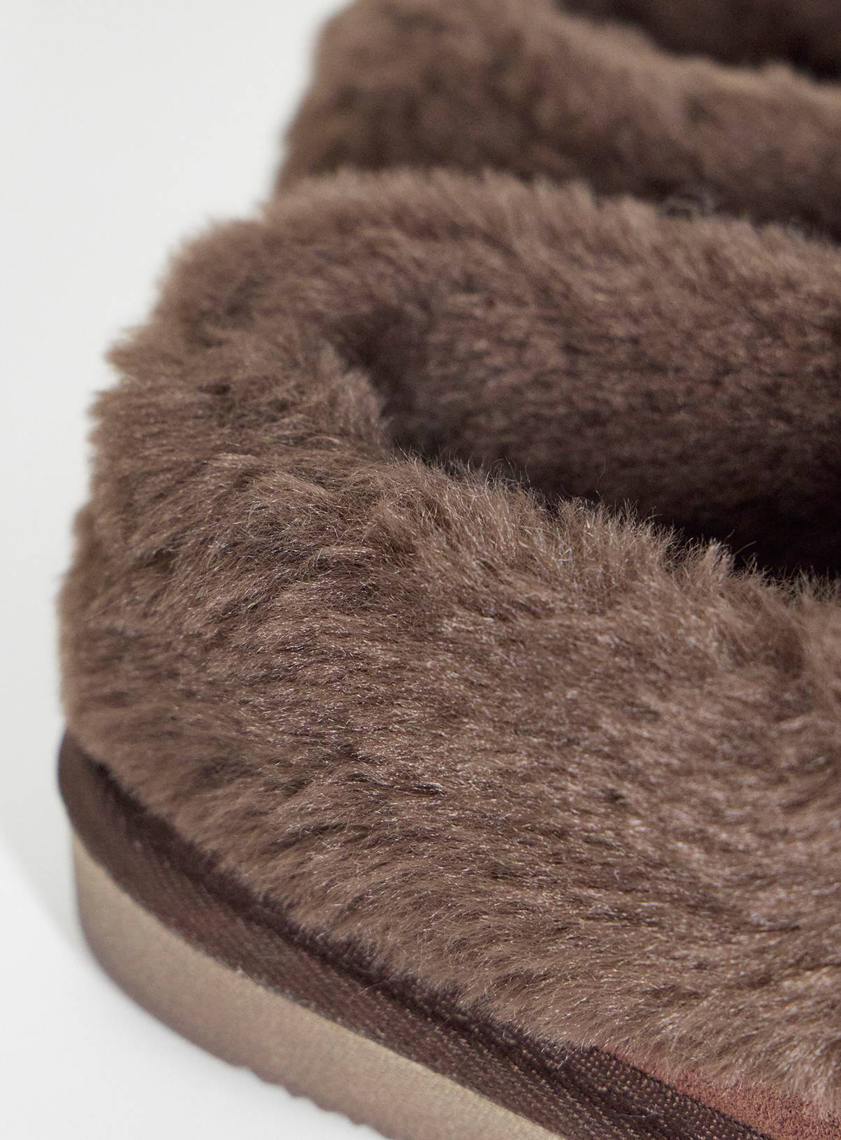 JD WILLIAMS Full Suede Fur Trim Slipper Wide Fit L - Image 2
