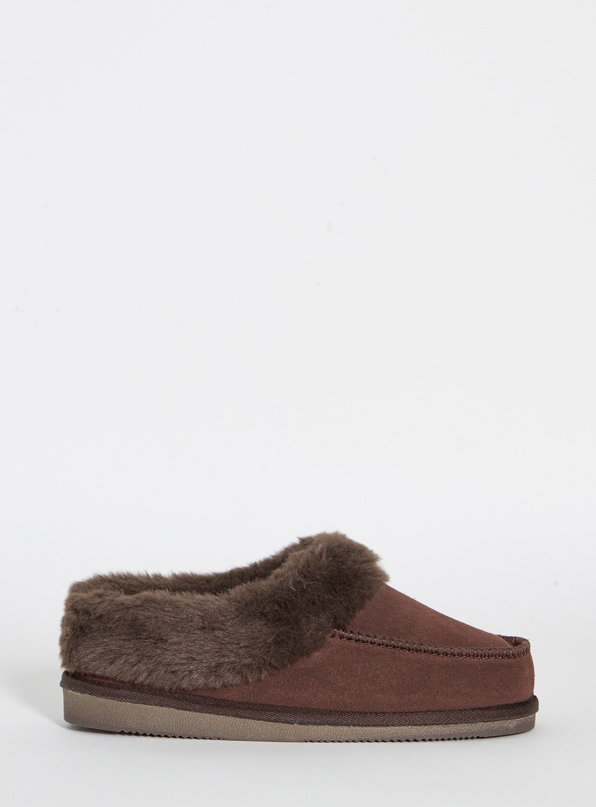 JD WILLIAMS Full Suede Fur Trim Slipper Wide Fit L - Image 3 thumbnail