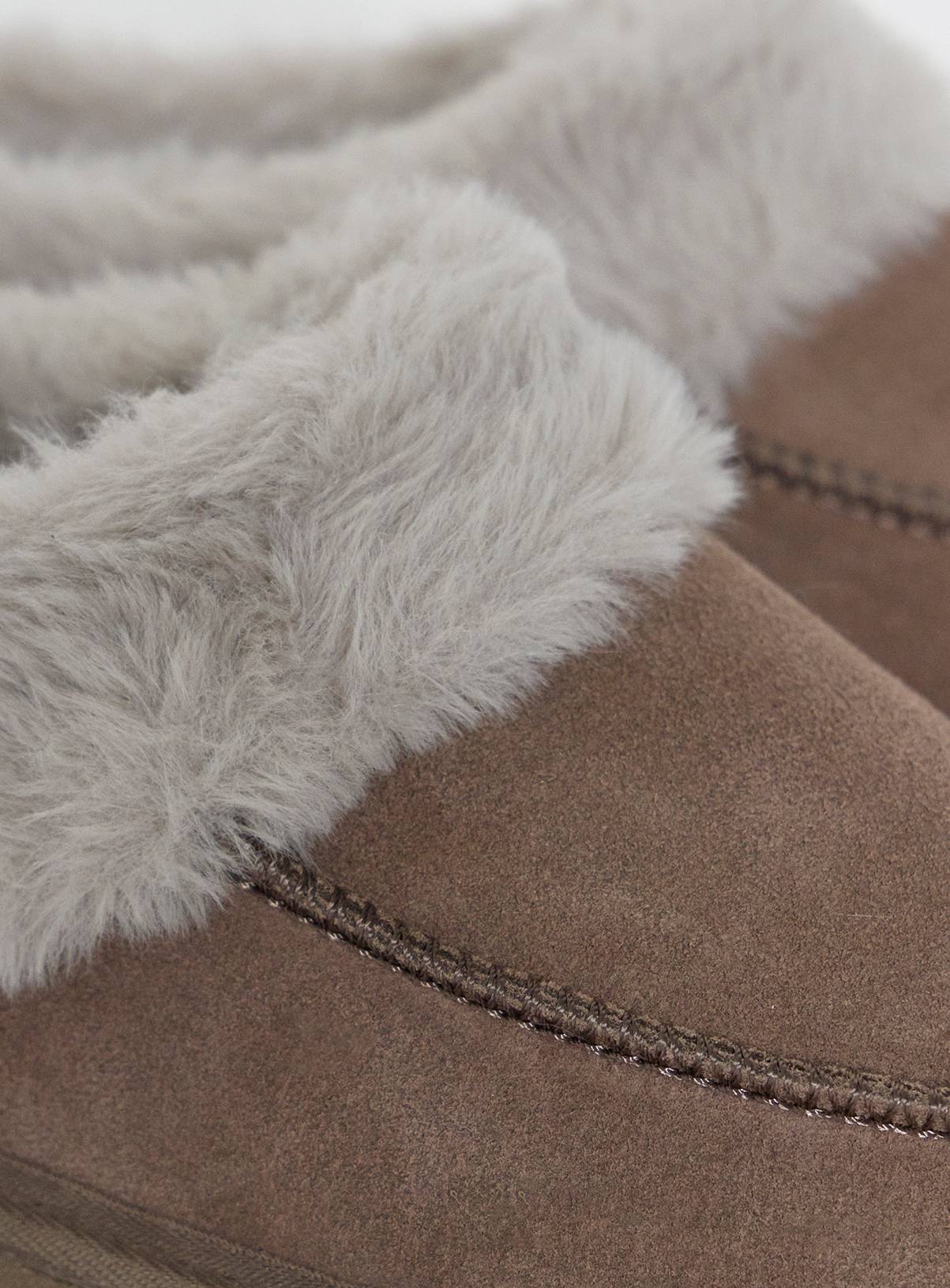 JD WILLIAMS Full Suede Fur Trim Slipper Wide Fit M - Image 4