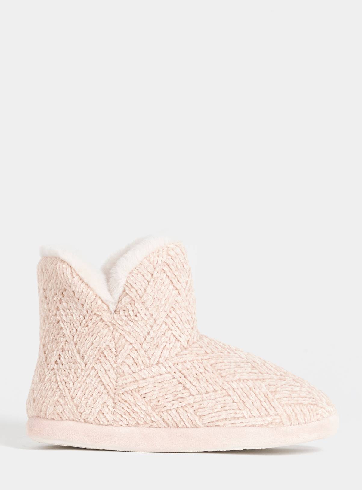 JD WILLIAMS Knitted Bootie Slipper Wide Fit Pink S - Image 2