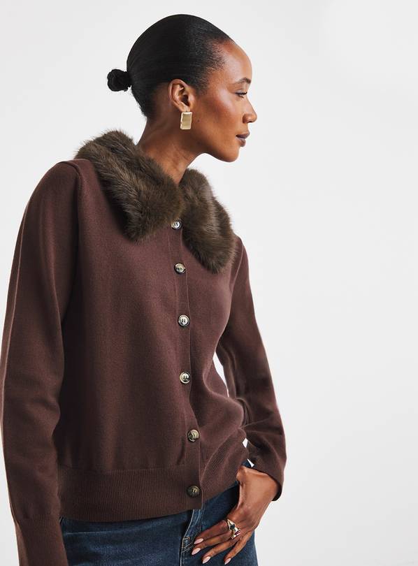JD WILLIAMS Faux Fur Collar Cardigan 16-18