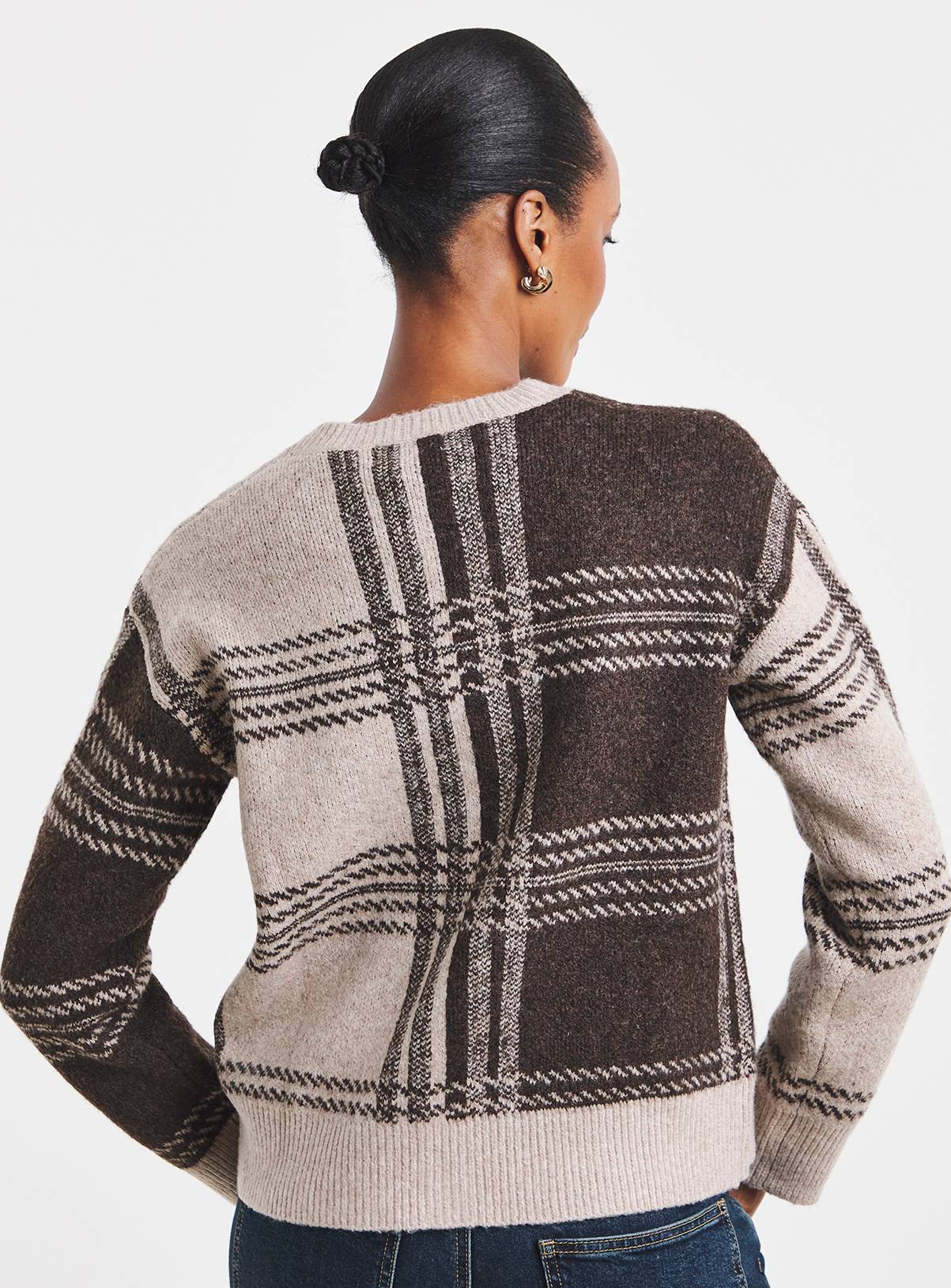 JD WILLIAMS Check Crew Neck Cardigan 24-26 - Image 2