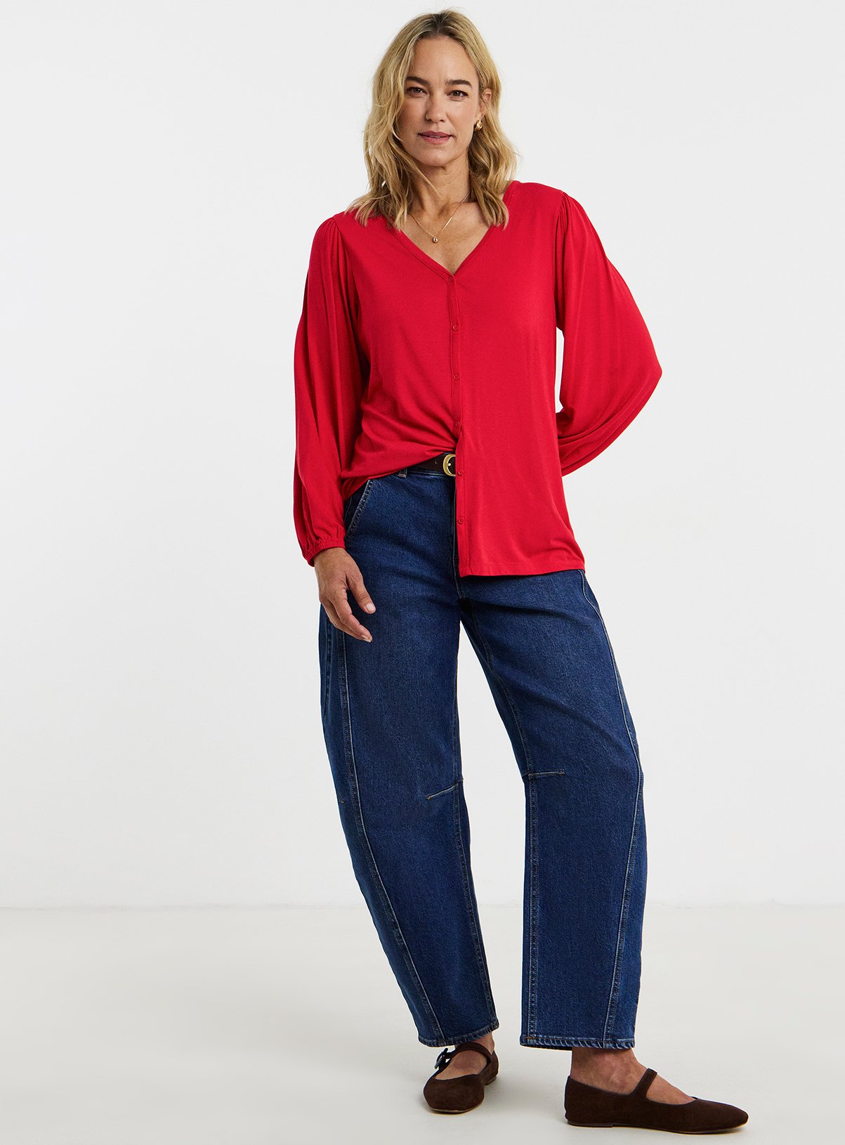 JD WILLIAMS Button Front Long Sleeve Top 22 - Image 4 thumbnail