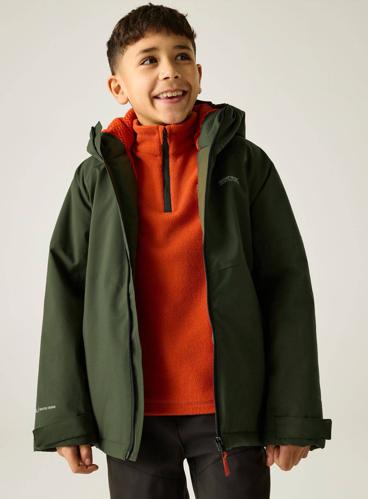REGATTA Hillain Warm Lined Waterproof Jacket Green 7-8 years - Image 4
