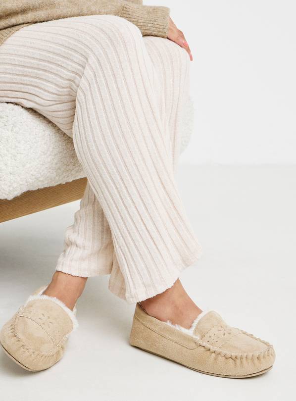 JD WILLIAMS Cut Out Loafer Slipper Wide Fit Beige 7