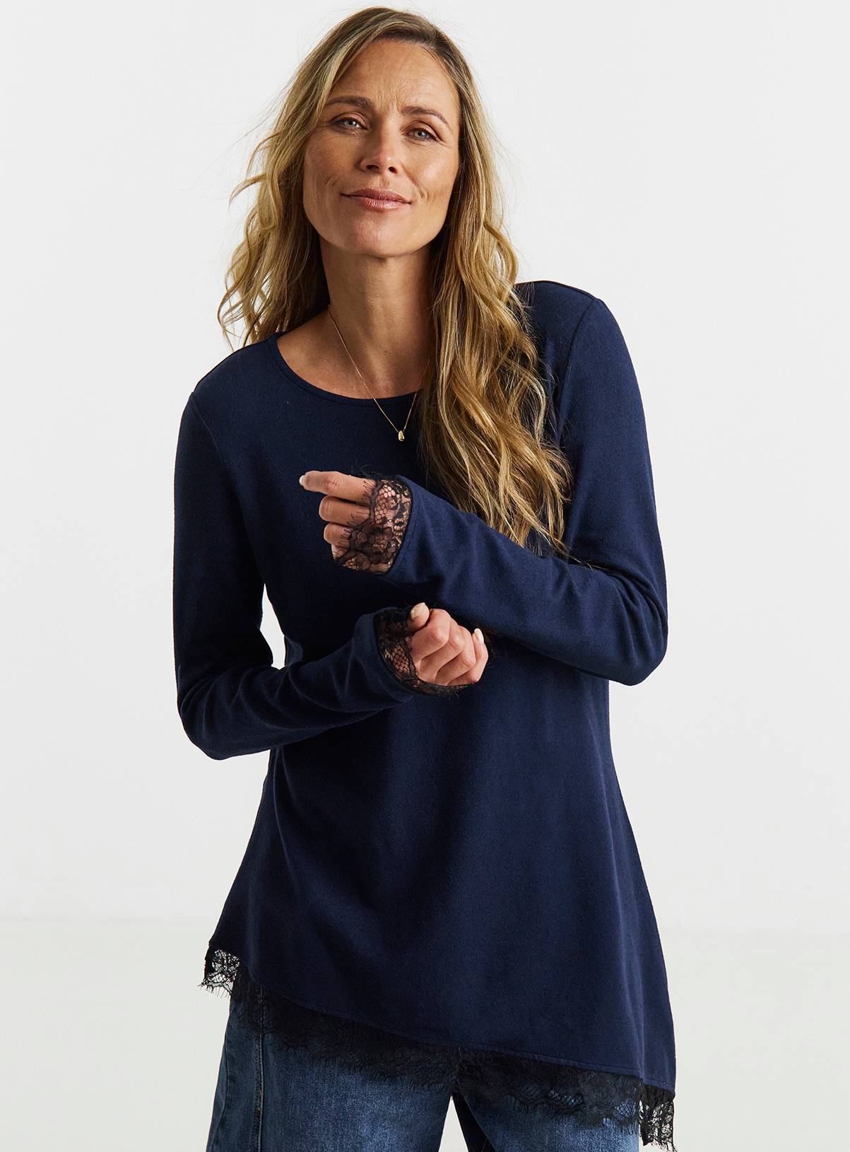 JD WILLIAMS Soft Touch Crew Lace Asyhem Top 12 - Image 1