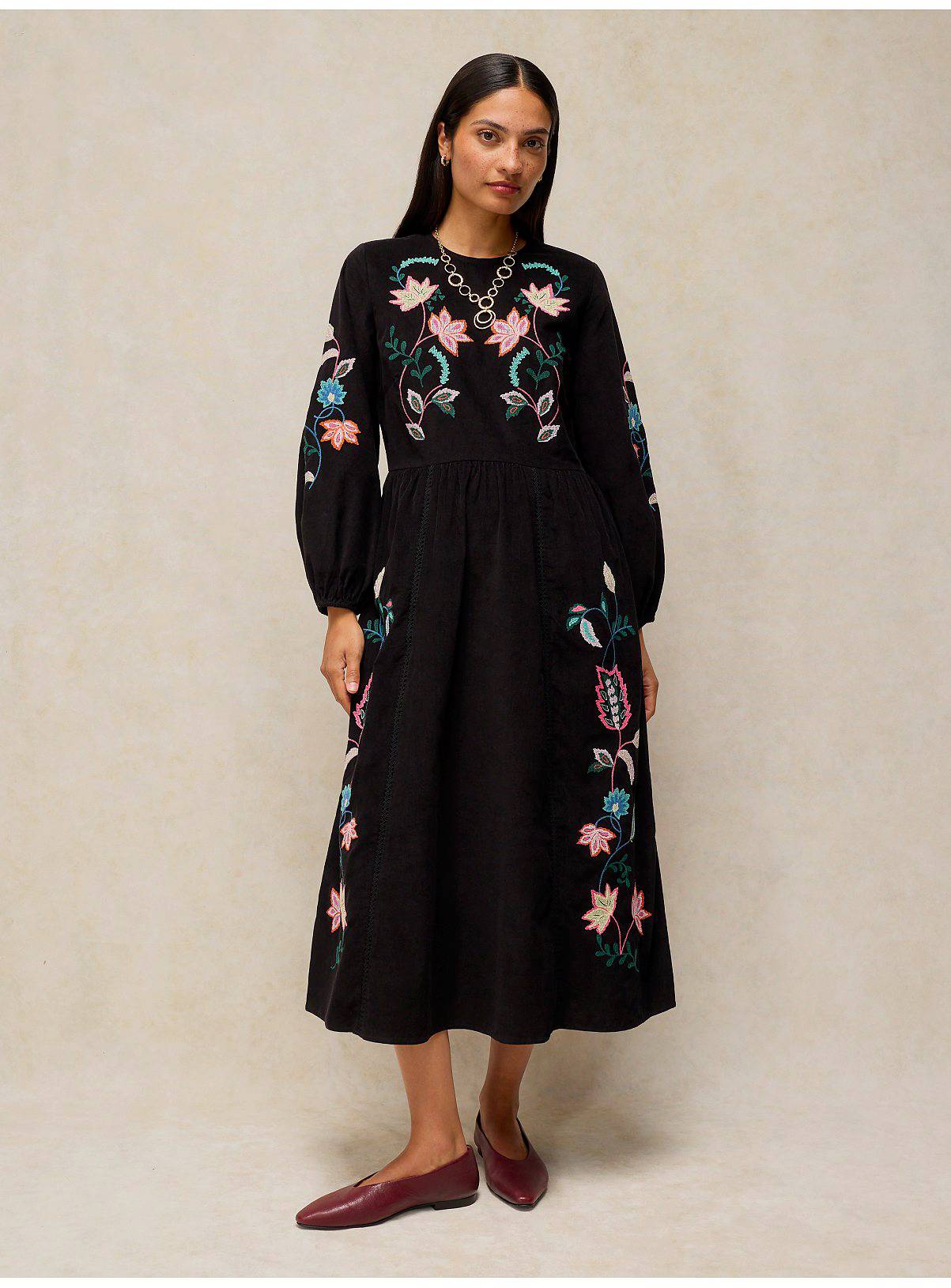WHITE STUFF Wren Embroidered Cord Dress 16 - Image 1