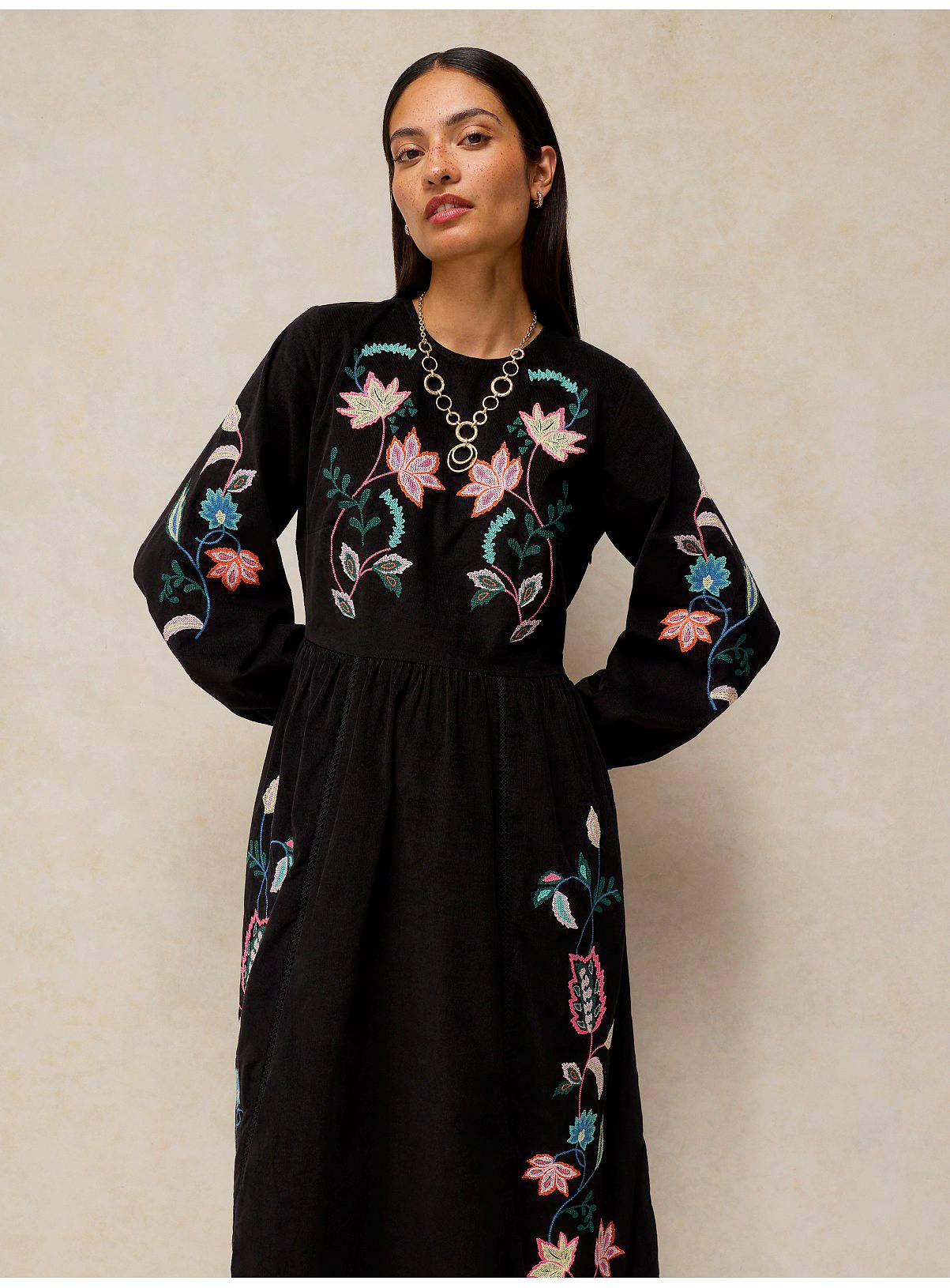 WHITE STUFF Wren Embroidered Cord Dress 16 - Image 3