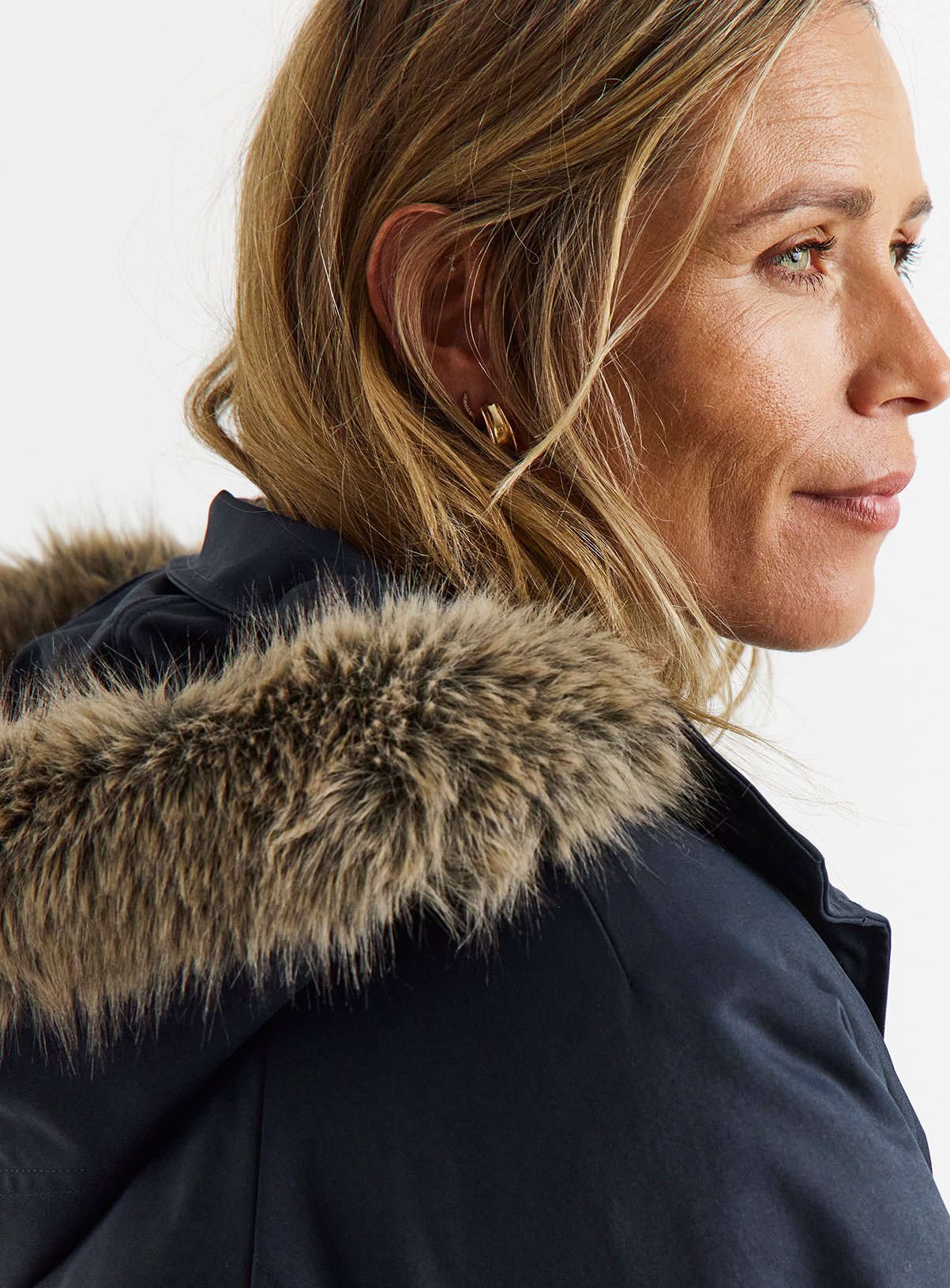 JD WILLIAMS Quilt Lined Faux Fur Collar Parka Coat 10 - Image 4 thumbnail