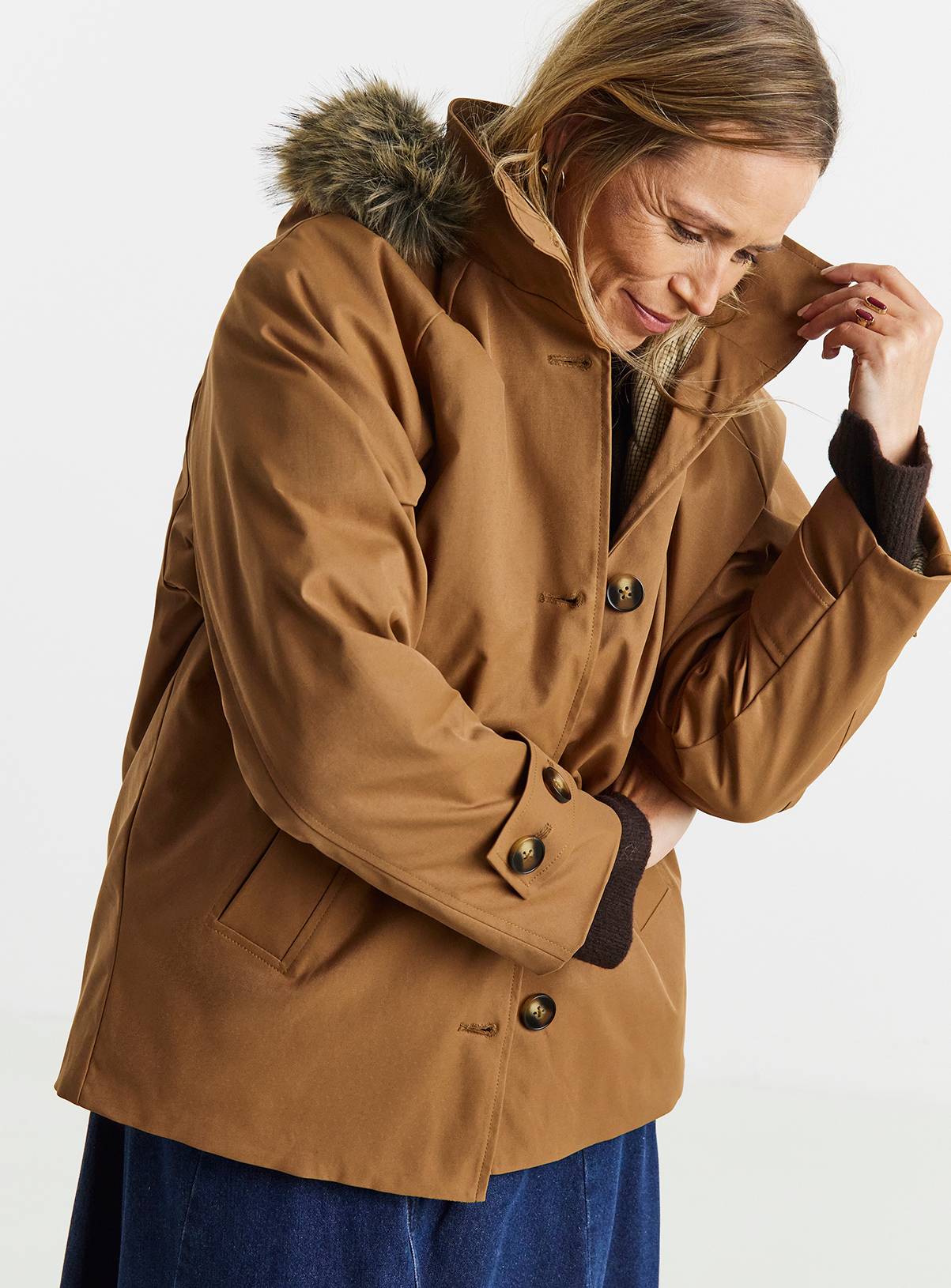 JD WILLIAMS Quilt Lined Faux Fur Collar Parka Coat 12 - Image 1