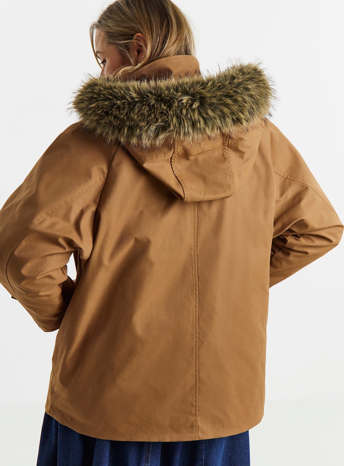 JD WILLIAMS Quilt Lined Faux Fur Collar Parka Coat 12 - Image 2 thumbnail