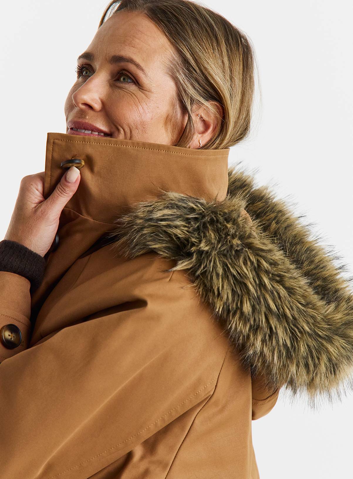 JD WILLIAMS Quilt Lined Faux Fur Collar Parka Coat 12 - Image 4