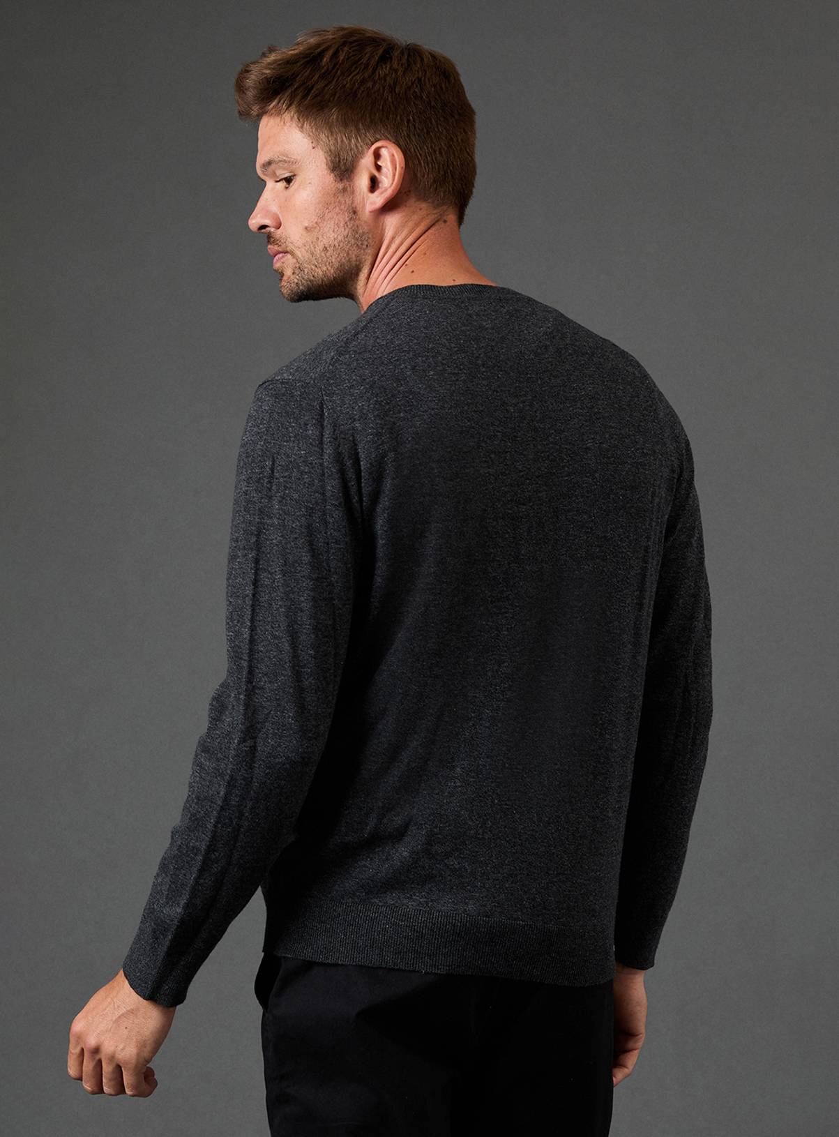 BURTON Charcoal Cotton Rich V Neck Jumper M - Image 3