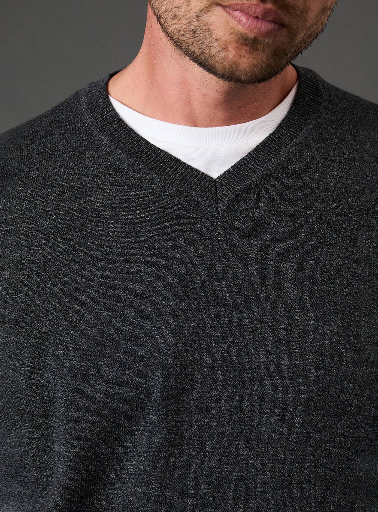 BURTON Charcoal Cotton Rich V Neck Jumper M - Image 5