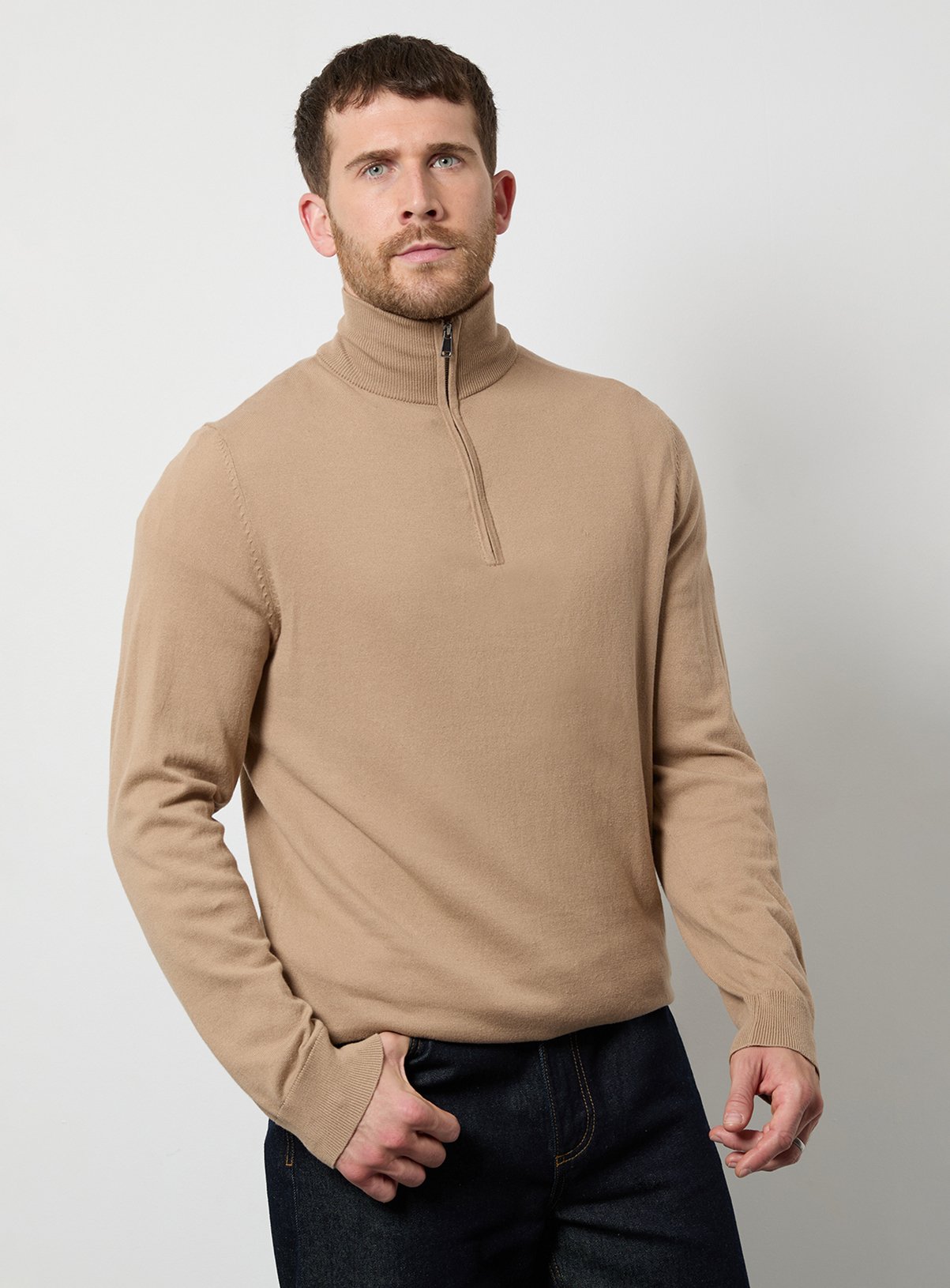 BURTON Oatmeal Cotton Rich Crew Neck Jumper L - Image 1 thumbnail
