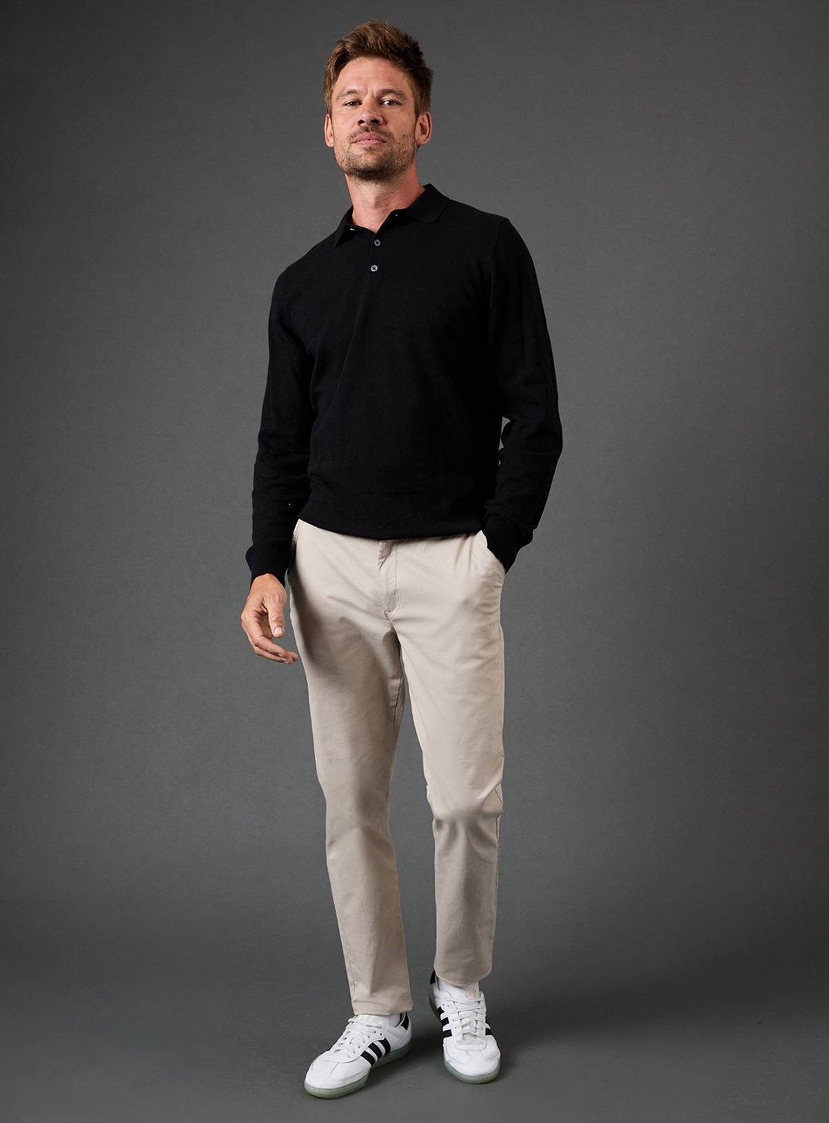 BURTON Black Cotton Rich Long Sleeve Knitted Polo L - Image 2