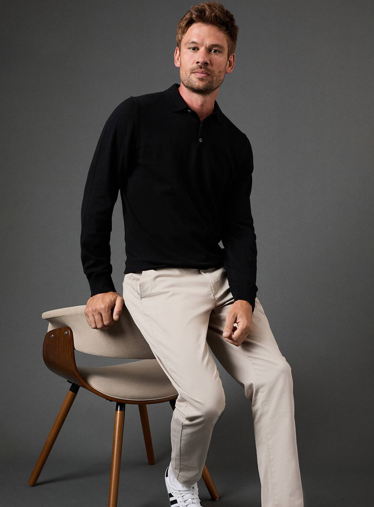 BURTON Black Cotton Rich Long Sleeve Knitted Polo L - Image 4