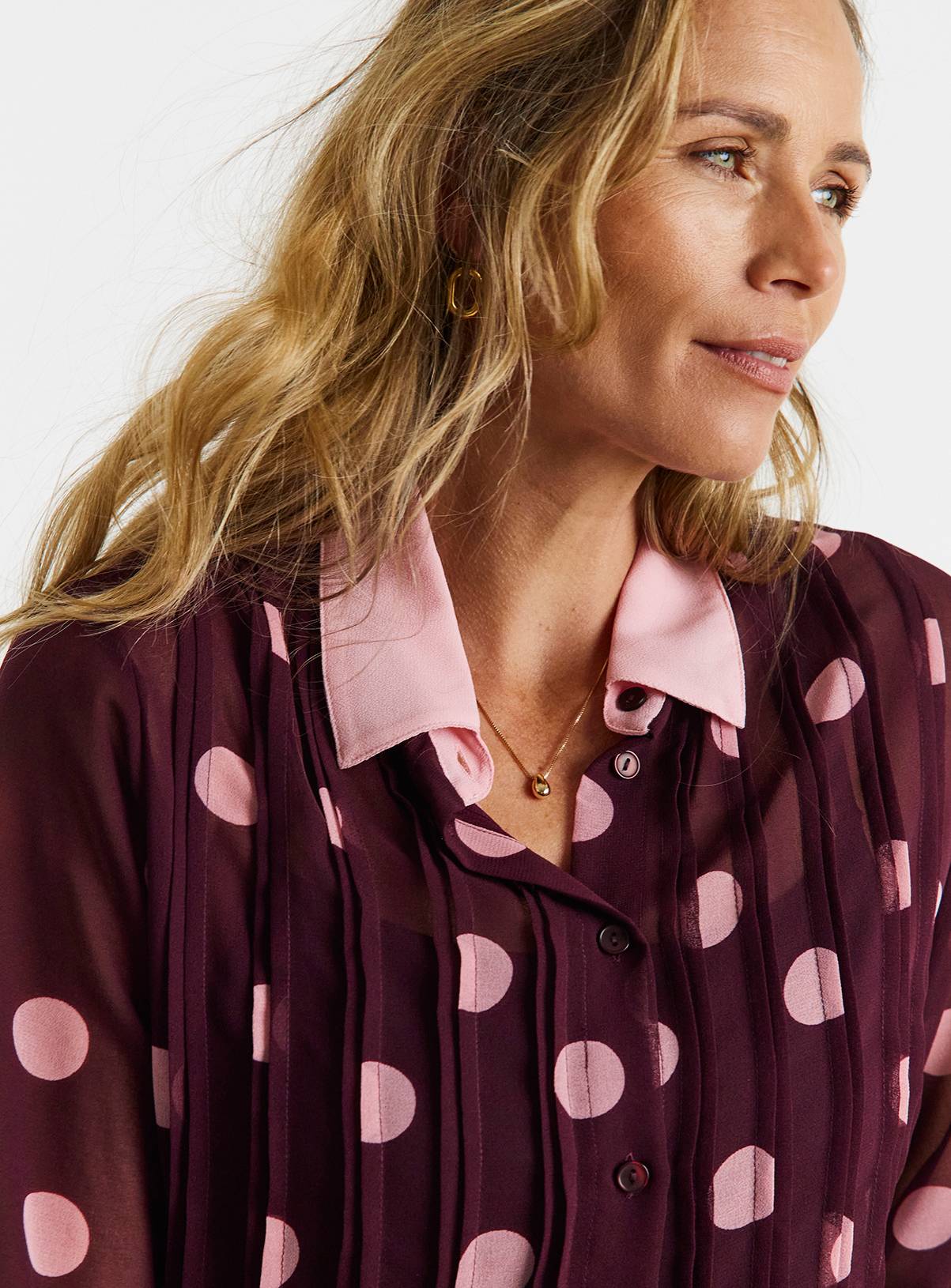 JD WILLIAMS Spot Print Georgette Pintuck Shirt 24 - Image 4