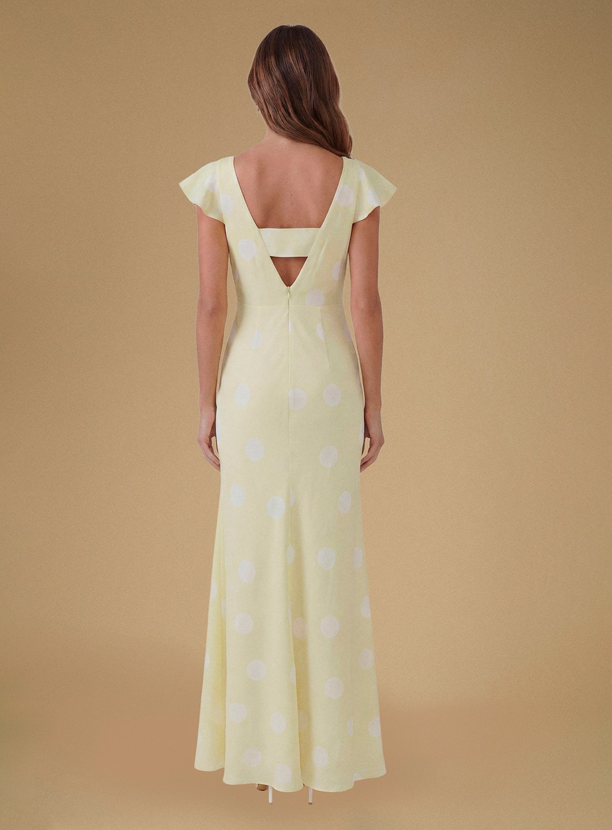 OASIS Polka Dot Crepe Maxi Dress Yellow 10 - Image 3 thumbnail