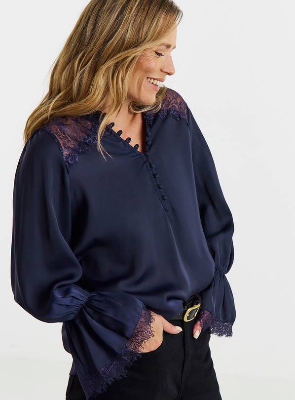 JD WILLIAMS Blackberry Lace Panel Blouse 24